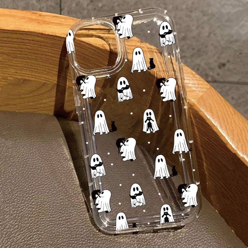 Apple Iphone 15 - Western-Halloween-Cowboy-Geist- und Blumendruck, transparente Hülle für