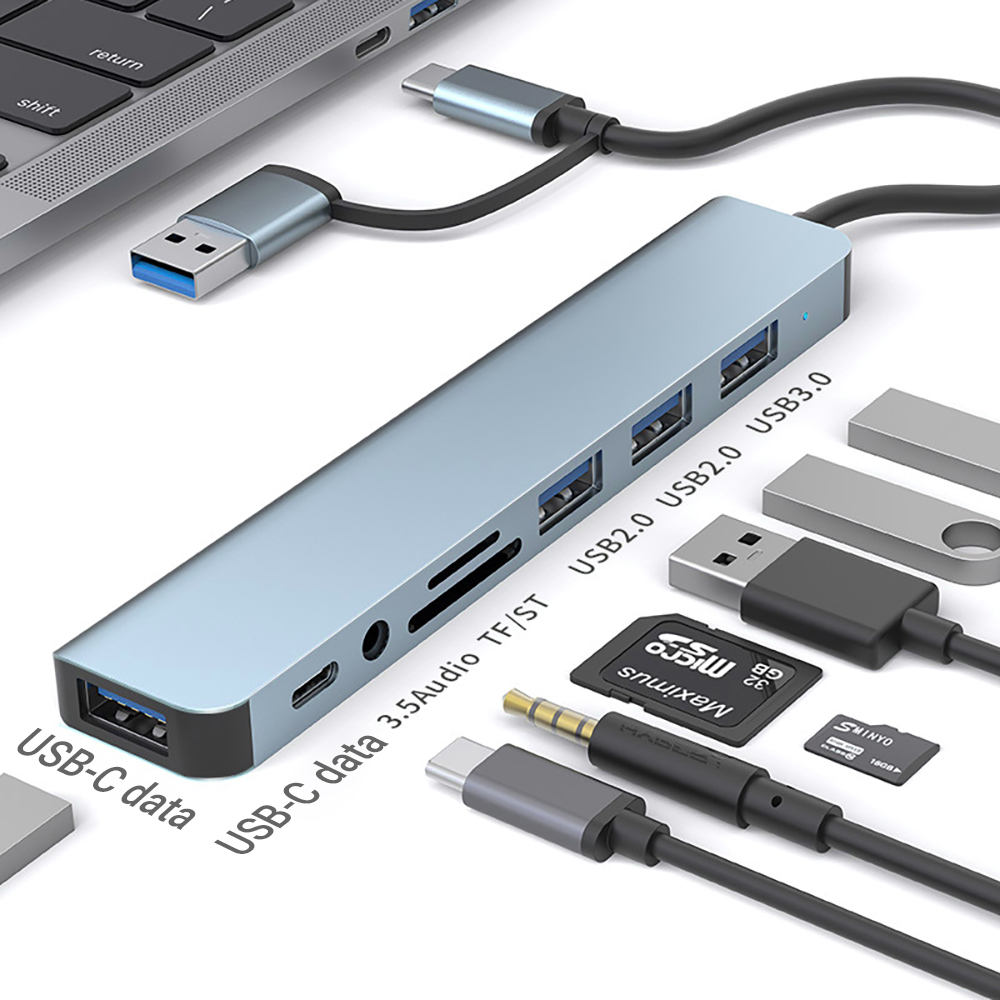 Tablet Accessories For Students - 9-in-1 Dual-Head USB-Dockingstation USB-A & USB-C