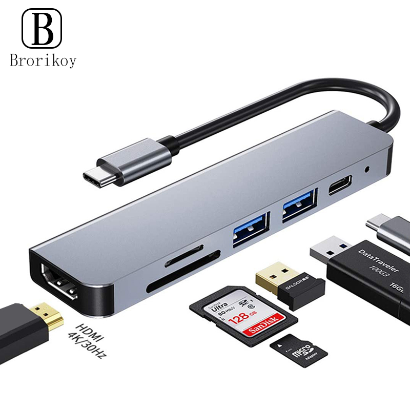 Usb Hub Type C - 6-in-1 PD Typ C Dockingstation MST